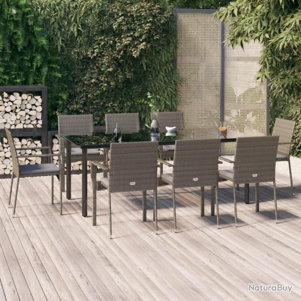 Ensemble � manger de 9pcs et coussins noir et gris