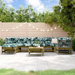 Salon de 8 pcs avec coussins bois de pin impr&eacute;gn&eacute;