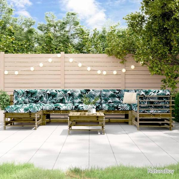 Salon de 8 pcs avec coussins bois de pin impr�gn�