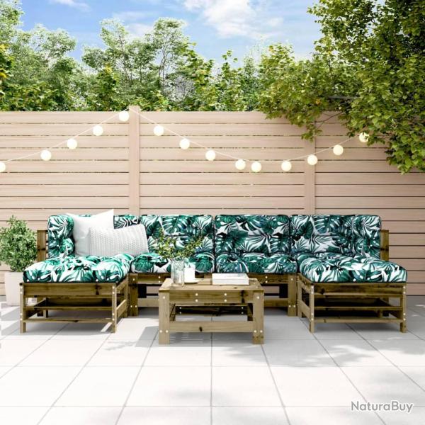 Salon de 7 pcs avec coussins bois de pin impr�gn�
