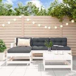 Salon de 5 pcs avec coussins blanc bois massif