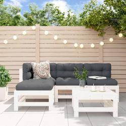 Salon de 5 pcs avec coussins blanc bois massif