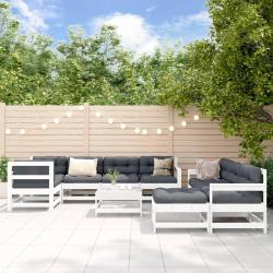 Salon de 10 pcs avec coussins blanc bois massif