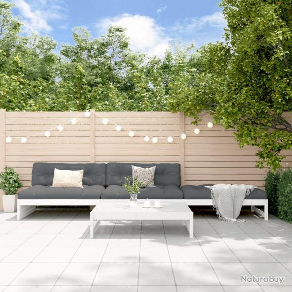 Salon de 4 pcs avec coussins blanc bois massif