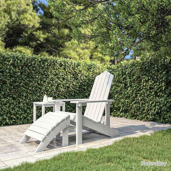 Chaise de Adirondack avec repose-pied PEHD Blanc
