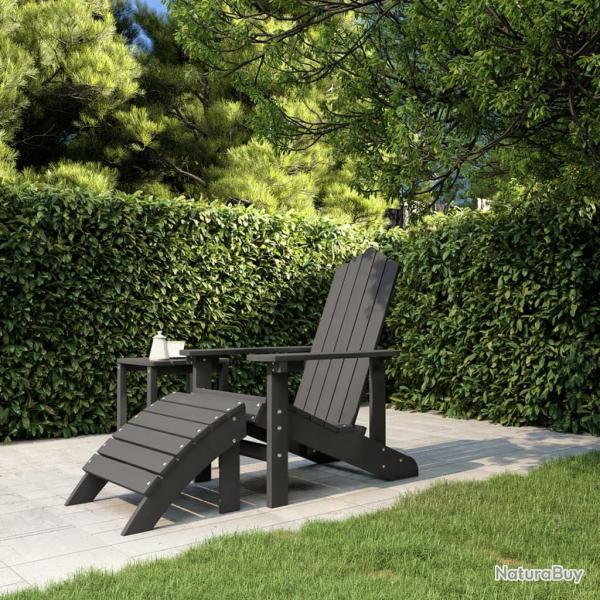 Chaise de Adirondack avec repose-pied PEHD anthracite