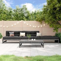 Salon de 4 pcs gris bois massif de pin