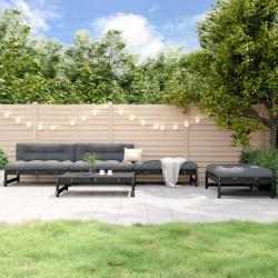Salon de 5 pcs noir bois massif de pin