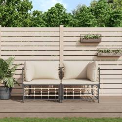 Canap&eacute;s d'angle sectionnels avec coussins 2 pcs r&eacute;sine tress&eacute;e