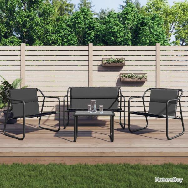 Salon de avec coussins 4 pcs anthracite acier
