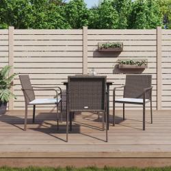 Ensemble &agrave; manger de 5 pi&egrave;ces avec coussins, r&eacute;sine tress&eacute;e et acier, pour le jardin