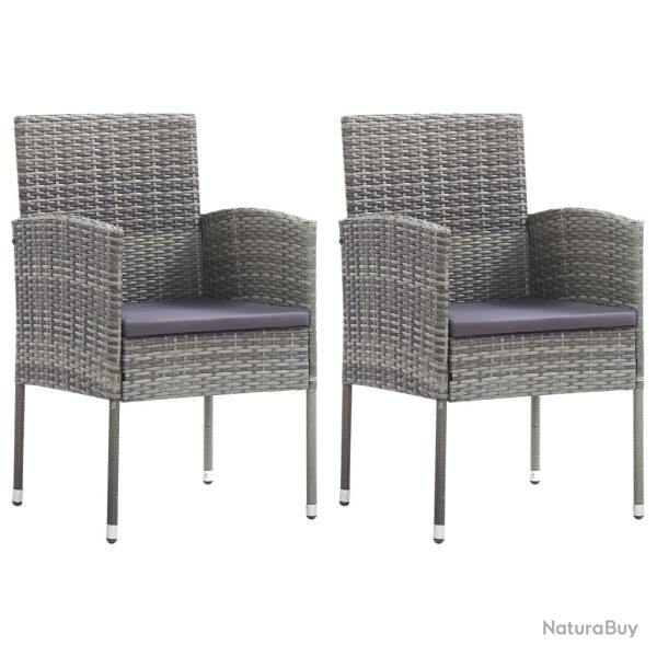 Chaises de coussins gris fonc� 2 pcs r�sine tress�e