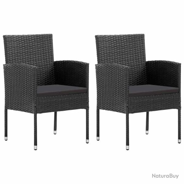 Chaises de avec coussins noir lot de 2 r�sine tress�e