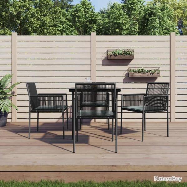 Ensemble � manger de coussins 5pcs noir rotin et acier