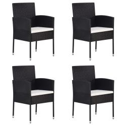 Chaises de coussins blanc cr&egrave;me 4pcs noir r&eacute;sine tress&eacute;e