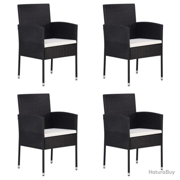 Chaises de coussins blanc cr�me 4pcs noir r�sine tress�e