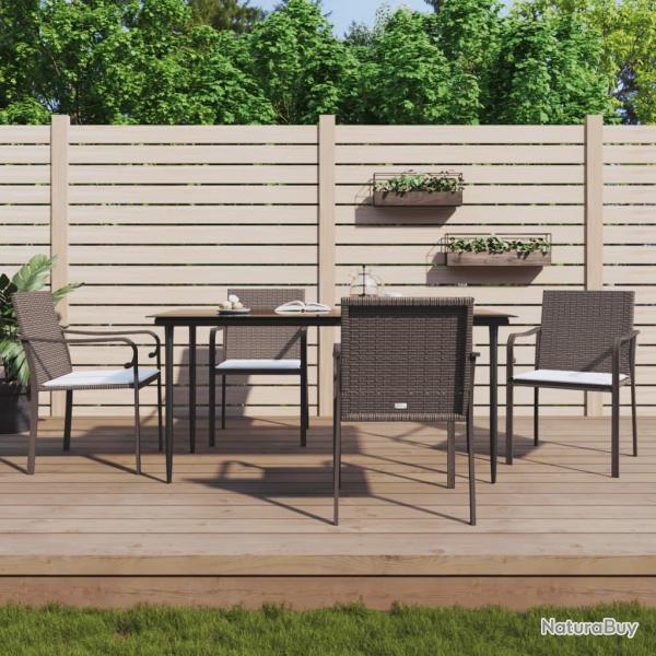 Chaises de et coussins lot de 4 marron 56x59x84 cm rotin