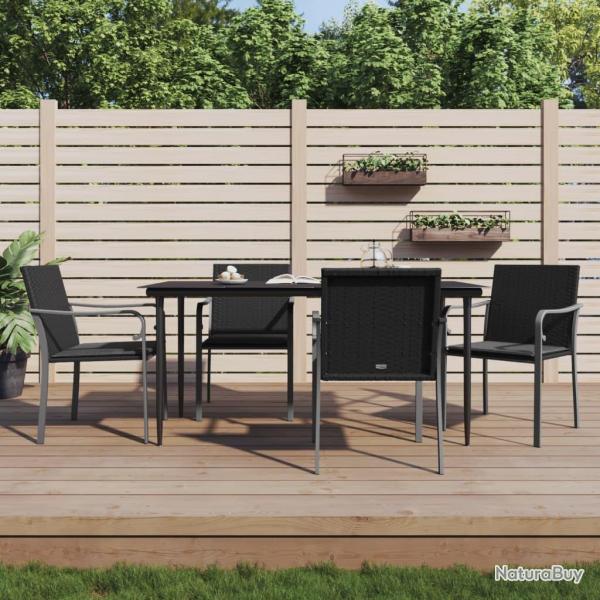 Chaises de avec coussins lot de 4 noir 56x59x84 cm rotin