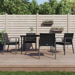 Chaises de et coussins lot de 4 noir 56,5x57x83 cm rotin