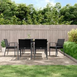 Chaises de et coussins lot de 6 noir 56,5x57x83 cm rotin