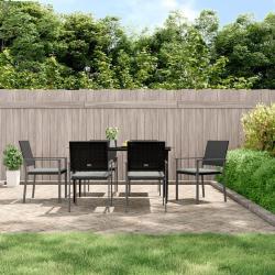 Chaises de et coussins lot de 6 noir 54x62,5x89 cm rotin