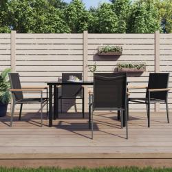 Chaises de lot de 4 noir 55x61,5x90cm textil&egrave;ne et acier