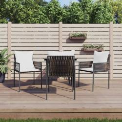 Chaises de et coussins lot de 4 marron 54x61x83 cm rotin