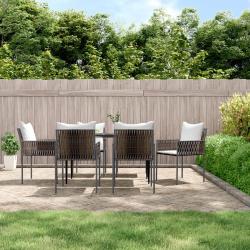 Chaises de et coussins lot de 6 marron 54x61x83 cm rotin