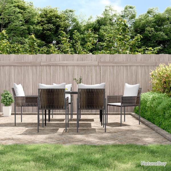 Chaises de et coussins lot de 6 marron 54x61x83 cm rotin