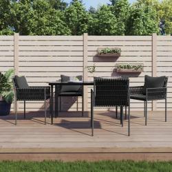 Chaises de avec coussins lot de 4 noir 54x61x83 cm rotin