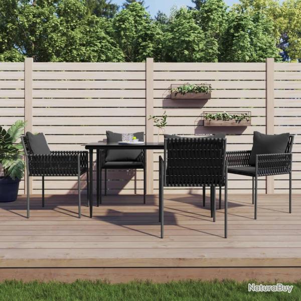 Chaises de avec coussins lot de 4 noir 54x61x83 cm rotin