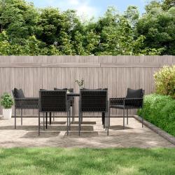 Chaises de avec coussins lot de 6 noir 54x61x83 cm rotin