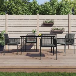 Chaises de et coussins lot de 4 noir 54x60,5x83,5 cm