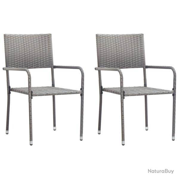 Chaise � d�ner de empilable lot de 2 gris r�sine tress�e