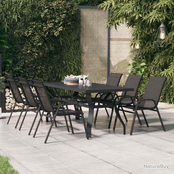 Table de Noir 180x80x70 cm Acier et verre
