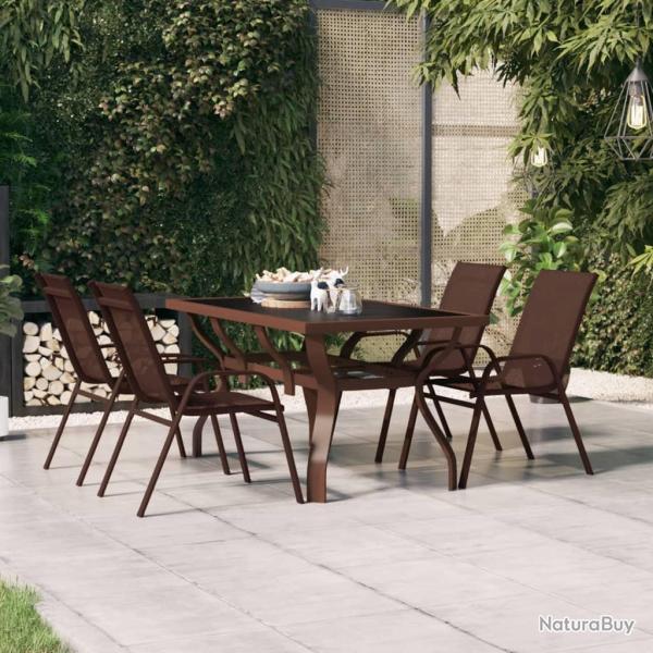 Table de Marron et noir 140x70x70 cm Acier et verre
