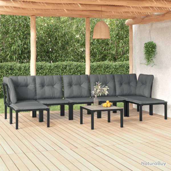 Salon de 8 pcs noir et gris r�sine tress�e