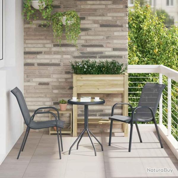 Chaises empilables de lot de 2 Gris Tissu textil�ne