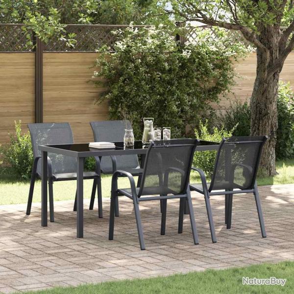 Chaises empilables de lot de 4 Gris Tissu textil�ne