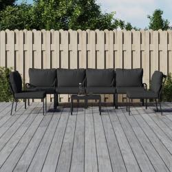 Salon de 7 pcs avec coussins gris bambou acier