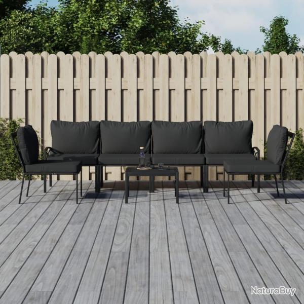Salon de 7 pcs avec coussins gris bambou acier