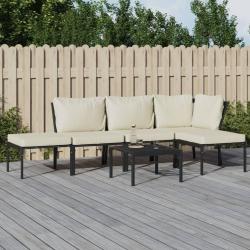 Salon de 6 pcs avec coussins sable acier