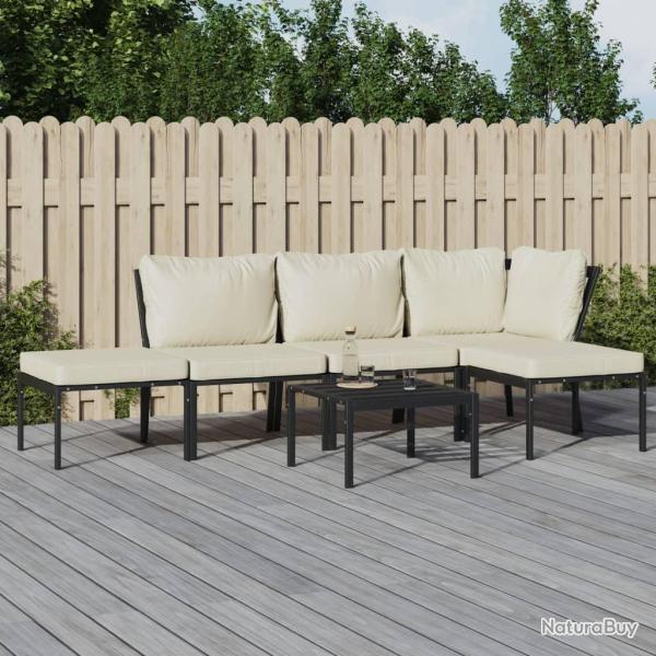 Salon de 6 pcs avec coussins sable acier