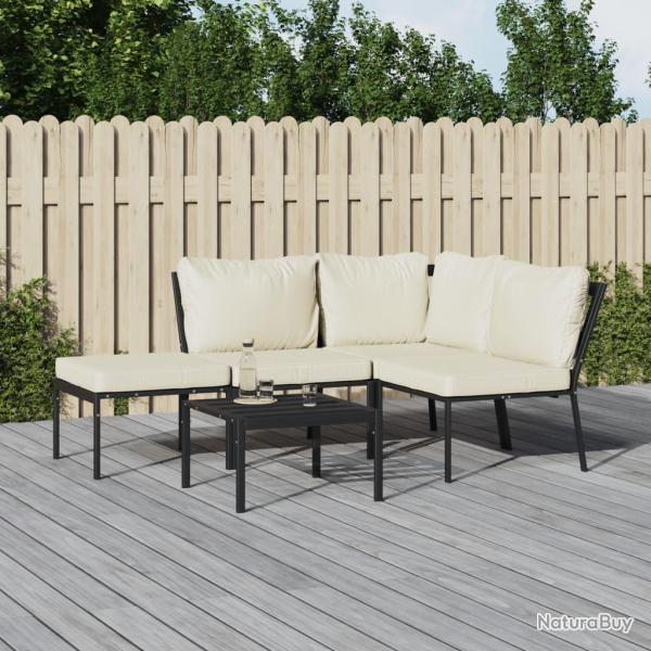 Salon de 5 pcs avec coussins sable acier