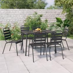 Ensemble &agrave; manger de 7 pcs anthracite acier
