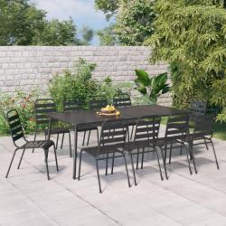 Ensemble &agrave; manger de 11 pcs anthracite acier