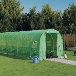 Serre avec cadre en acier vert 32 m&sup2; 16x2x2 m