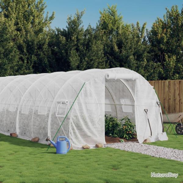 Serre avec cadre en acier blanc 54 m� 18x3x2 m