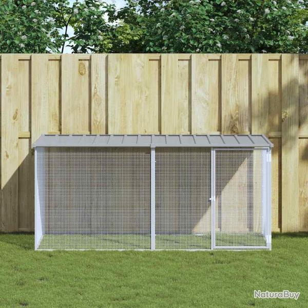 Cage � poulets avec toit gris clair 203 x 98 x 90 cm en acier galvanis�