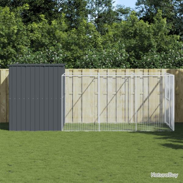 Niche pour chien avec cour anthracite 214x457x181 cm